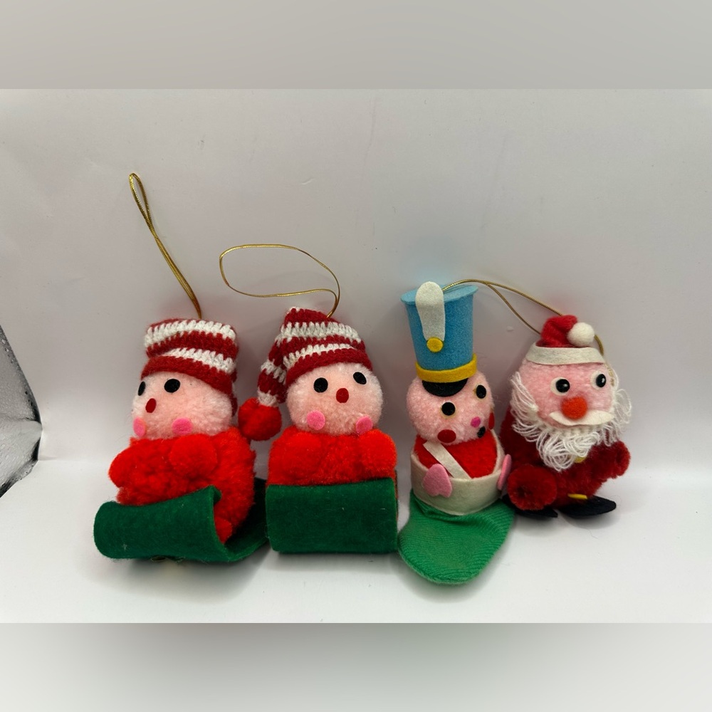 Group of four vintage ornaments-felt and textile-Made in Korea